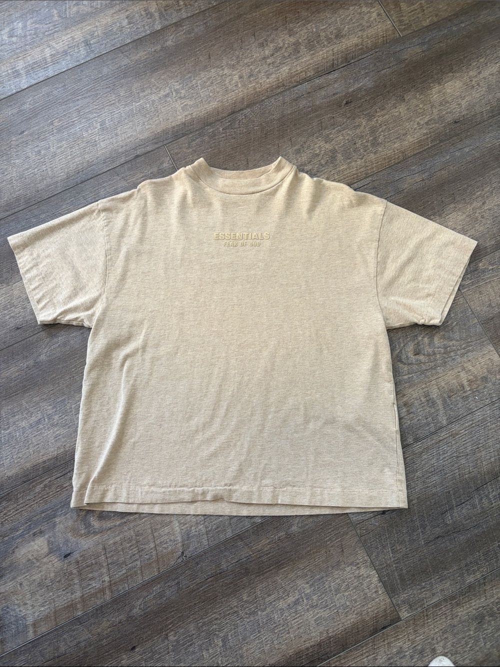 Essentials Boys Neutral Beige Short Sleeve Logo Tee